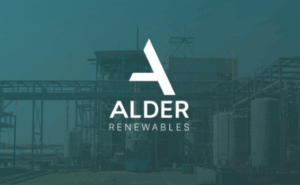 Alder Renewables logo over top of a faded plant image.